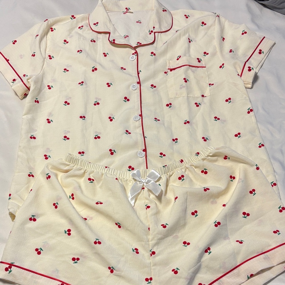 Cherry Print Pajama Set - fits a large